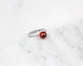 Red Ruby Ring/ Ruby Silver Ring/ Red CZ Silver Ring/ July Birthstone Ring/ Red Birthstone Ring