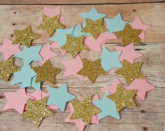 210 Star Confetti Twinkle Little Star Party Decor Star Gender Reveal Decorations Pink Blue Gold Confetti Star Confetti Star Invitations