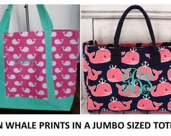 Monogrammed Totes /JUMBO SIZED /Organizer Tote /Beach Bag/ Matching cosmetic/ Gift Idea!---NEW !!!