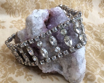 Vintage Rhinestone Bracelet Wide