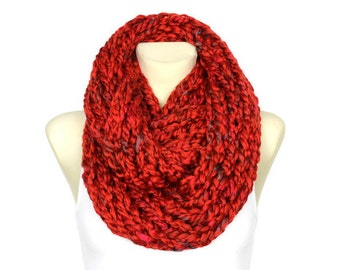Cranberry Knit Scarf Knit Infinity Scarf Winter Knit Scarf Chunky Knit Scarf Gift Womens Gift for Her Gift for Women Christmas Gift for Mom