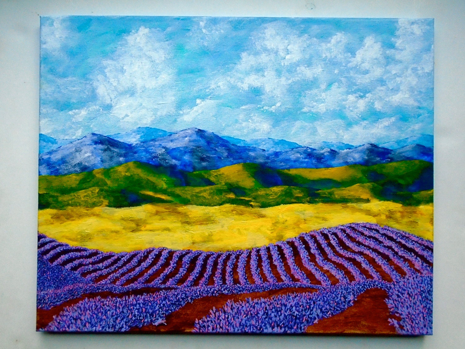 Lavender In Provence ORIGINAL ACRYLIC PAINTING 16 by MikeKrausArt