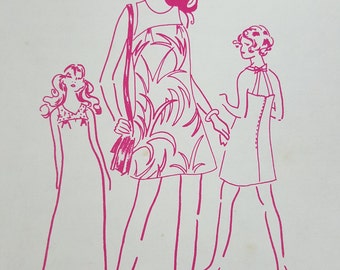 Vintage Patterns Pacifica Hawaiian yoked dress sewing pattern size 9 bust 33 inches