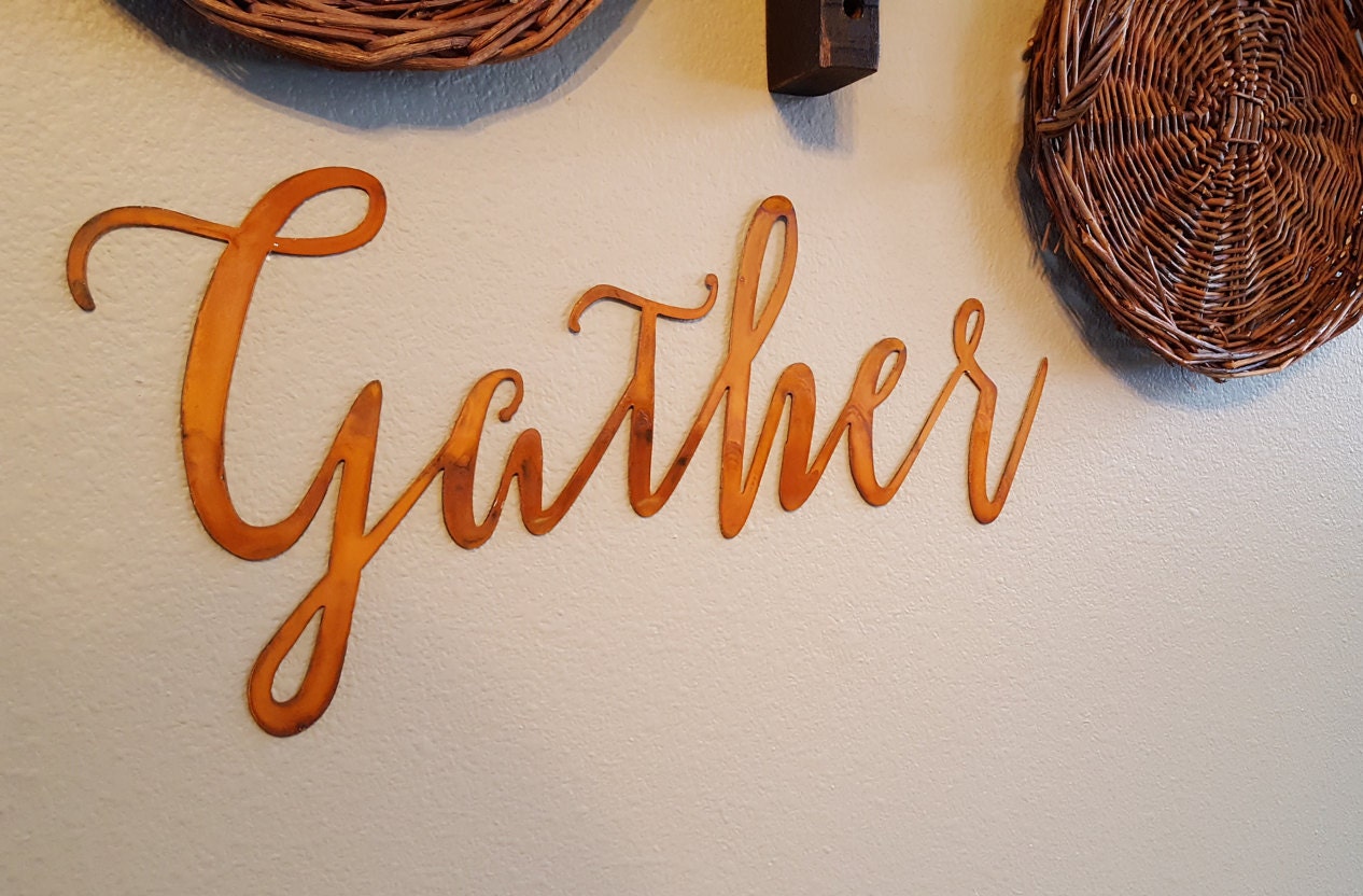 Gather Word Signs Metal Farmhouse Decor Rustic Sign Art Gather Word Signs Metal Farmhouse Decor Rustic Sign Art