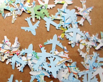 1200-Tiny-Map Airplane Confetti-Travel Theme Bridal Shower-plane confetti-Jet Plane-Airplane baby shower décor-Atlas airplane-baby shower