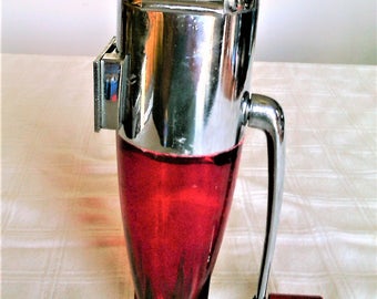 Vintage Retro Bullet Style Dazey Ice Crusher, Chrome and Red Lucite