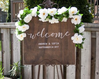 Rustic Wood Wedding Welcome Sign- Welcome to the Wedding Sign- Wooden Welcome Sign