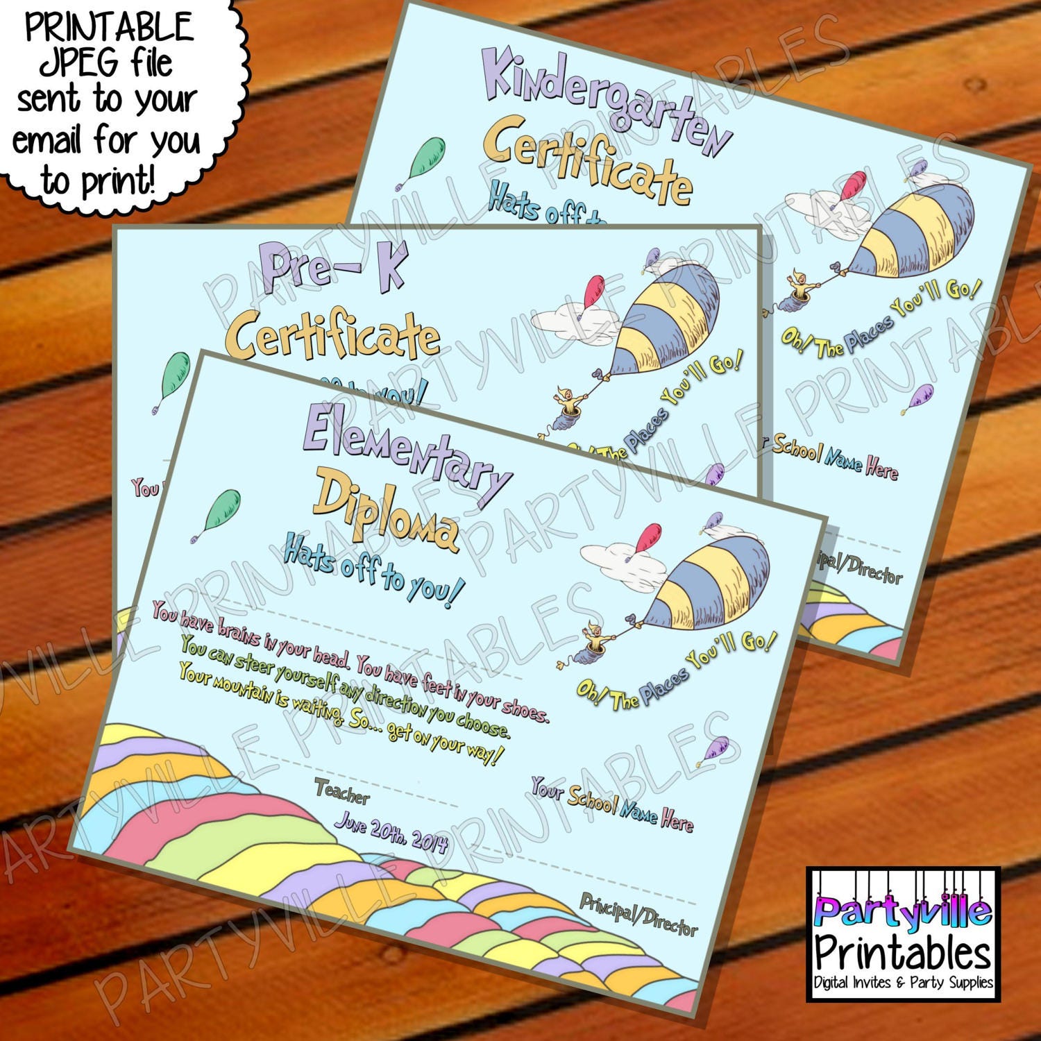 Dr. Seuss GRADUATION DIPLOMA or CERTIFICATE Matching