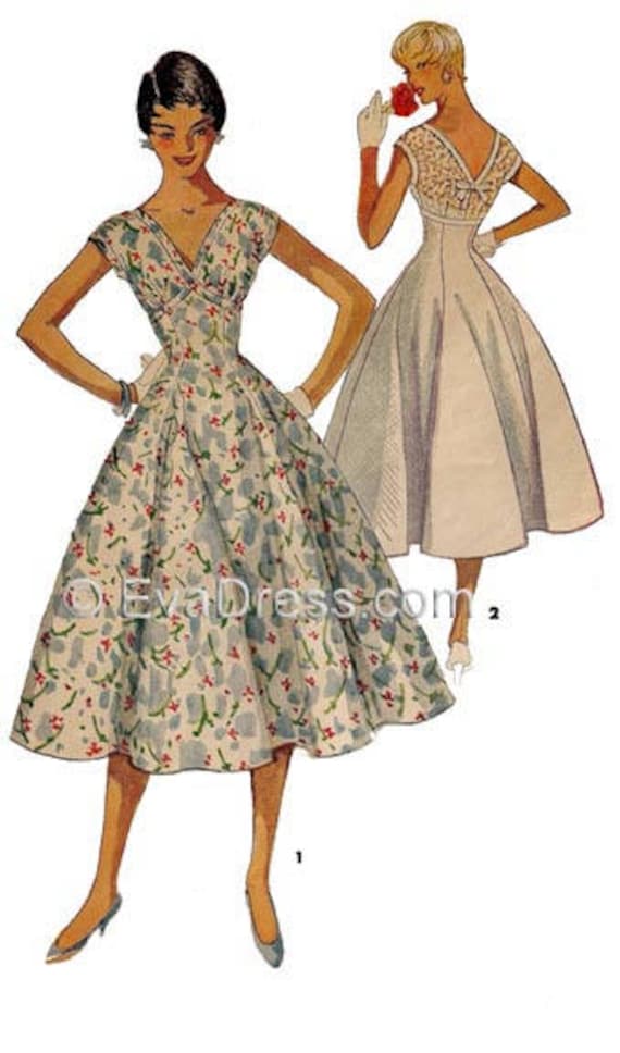 Sweetheart Neckline Dress Pattern, Sewing Patterns, Vintage Dress Pattern