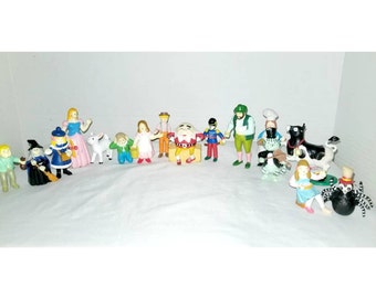 Vintage Nursery Rhyme Cake Toppers,16 Pcs,Rhymekins,Funrise,Humpty Dumpty,Little Miss Muffet,Little Bo Peep,Jack & Jill,Plus,Storybook,1980s