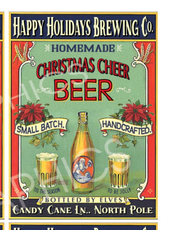 vintage homemade christmas beer labels digital download