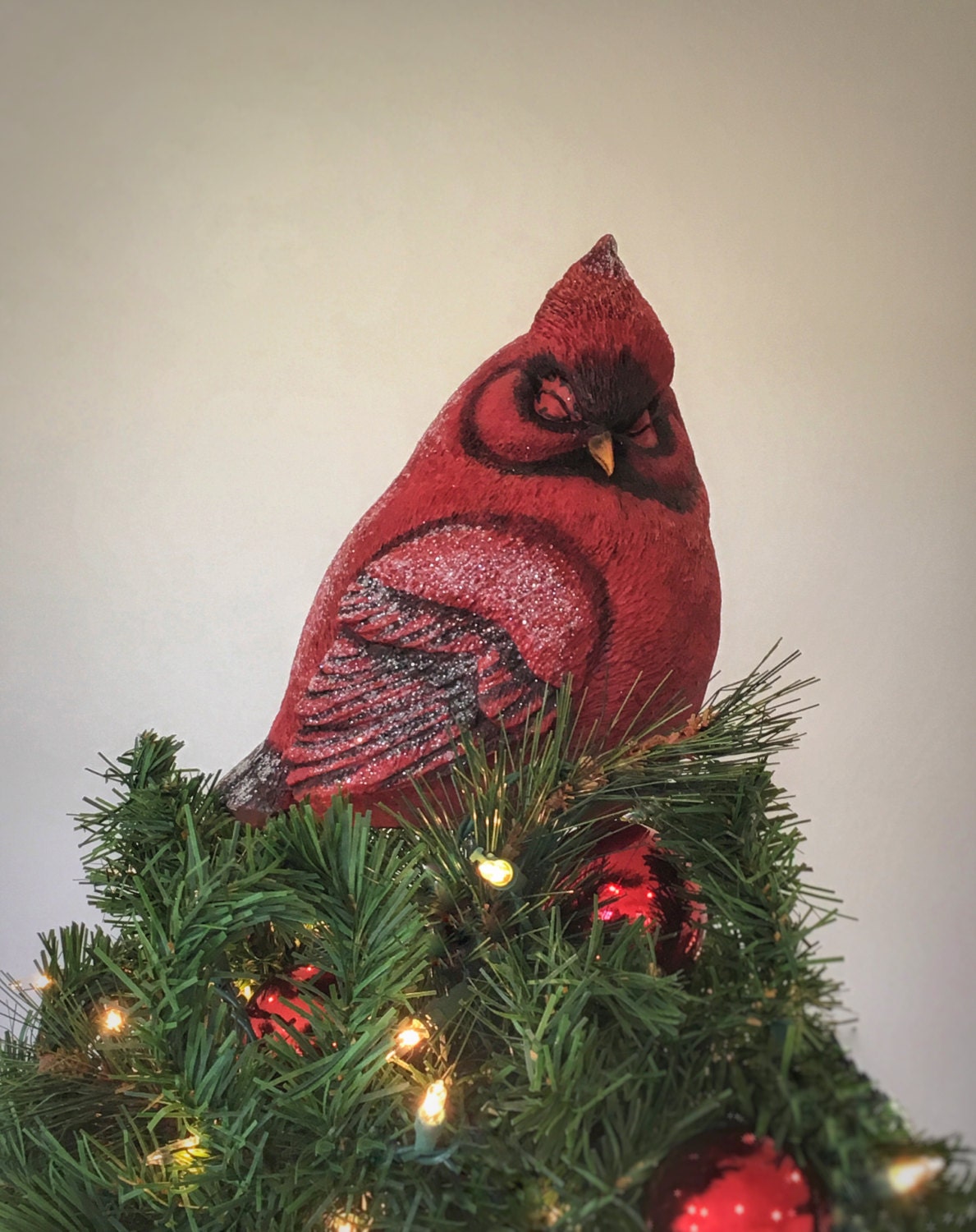 A Snowy Cardinal R Christmas Tree Topper