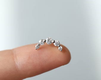 Curved cartilage earring, conch earring, 16g helix piercing, 18g cartilage piercing, curved bar earring, 20g helix earring, helix labret