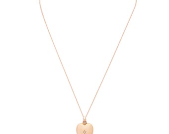 Antique Heart Locket with Diamond Center Pendant / Necklace