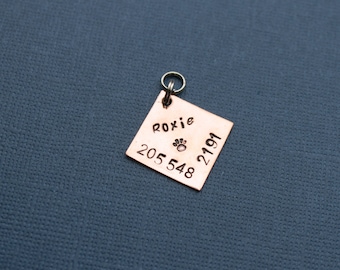 Pet ID tag Cat name tag Pet Name tag pet identification Stamped pet tag Copper pet ID tag Brass Pet ID tag Small Dog Tag