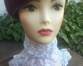 Burgundy Wool Beret Hat From The 60's/womens hat/60s hat/beret/vintage hat/vintage beret/mens and womens hat/
