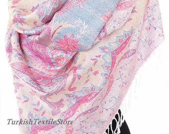 Wedding Pastel Shawl Paisley Pashmina Cashmere Scarf Wool Wrap Oversized Shawl Scarf Bridesmaids Pashmina Bridel Shawl Prom Gray Shawl