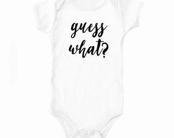 Guess What Pregnancy Announcement Onesie • Hand Lettered Onesie • Pregnancy Reveal • Surprise Baby Reveal • Photo Prop