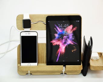 SALE! July 4th Apple Watch Docking Station, iPhone stand iPad stand Desk organizer Docking iPhone 7 Gear for iPad iPhone Docking Desk