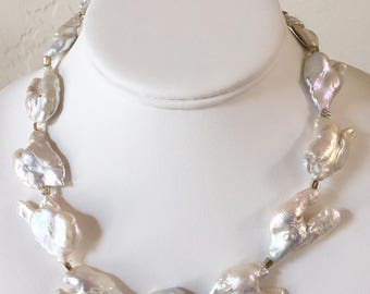 AAA Large Baroque Freshwater Pearl Necklace with 24K Gold Vermeil Clasp