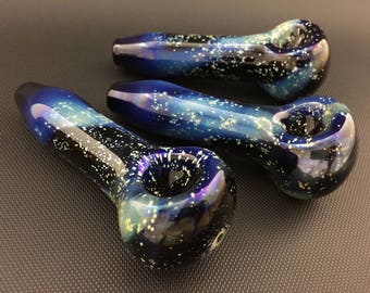 Galaxy Glass Pipe - Black // MADE TO ORDER // Hand Blown Mystery Space Spoon