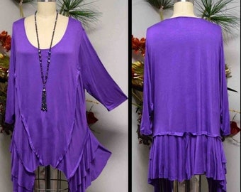 Gotta Have Oversize Lagenlook Plus Size tunic with Crazy cuts. Fits 1xl/2xl/3xl