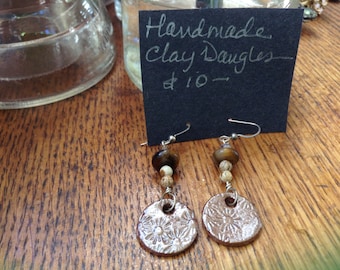 Handmade beaded and paperclay earrings