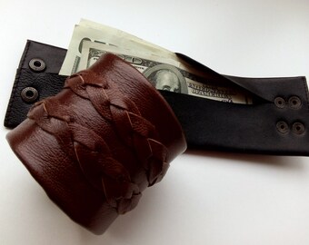 Men's wallet, Travel wallet, Travel accessories, Men Leather Wallet, Travel, Man gift, Leather Wrist Cuff, Dark brown,