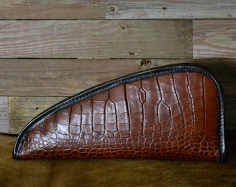 Magnum Embossed Alligator Leather Pistol Case- Gun Cases for Colt Peacemakers and Large Revolvers- Made in the USA MG-1218