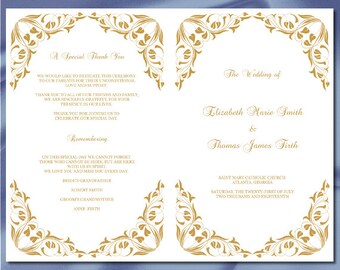 Catholic Wedding Program Template Diy Navy Blue Cross
