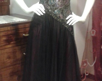 RARE PUSZTA 1980 velvet and chiffon dress