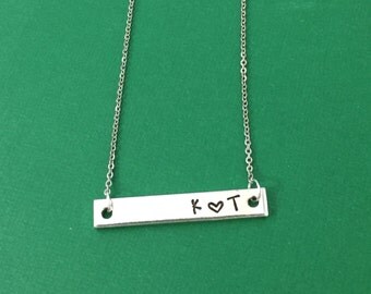 Custom Initial Bar Necklace, Minimalist Necklace, Stamped Necklace, Personalized Gift, Hand Stamped Bar Necklace, Anniversary Gift For Her