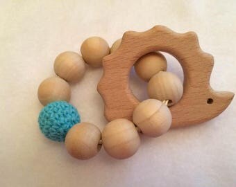 Small Hedgehog Natural Wood Teething Ring