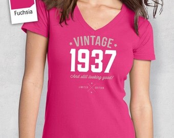 80th Birthday, 1937 Birthday, Women’s Crew Neck, 80th Birthday Idea, 80th Birthday Present, or Birthday Gift, For The Lucky 80 Year Old!