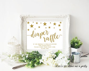 Twinkle Twinkle Little Star Baby Shower Decorations , Diaper Raffle Sign , Diaper Raffle Printable Sign , Twinkle Baby Shower Sign DIY