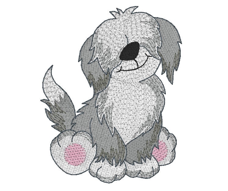 Old English Sheepdog Embroidery Design Sheepdog Puppy Dog