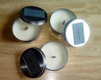 Colza Wood Wick Candles, Candle Box Set, Scented candles cinnamon and orange, white candle, candle aluminum container, gift