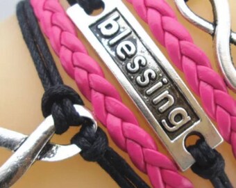 Raspberry Leather Charm Bracelet