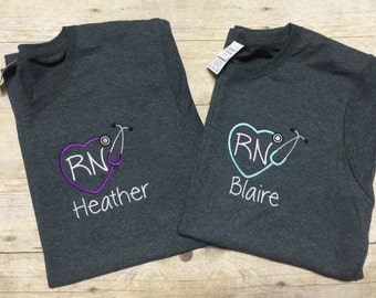 Personalized nurse shirt with stethoscope design