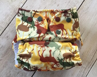 Cloth Diaper *One size or Newborn or Toddler size* All in two, Pocket, or Cover **Deer Season**