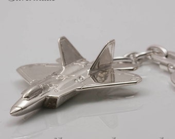 Keyring silver airplane F-22 Raptor