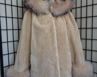 Brand new beige sheared beaver & fox fur jacket coat for women woman size all custom made