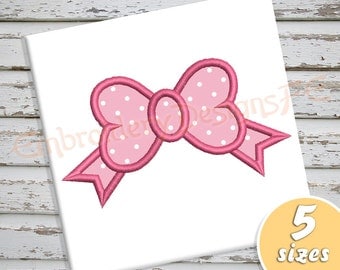 Bow Applique Design - 5 sizes - Machine Embroidery Design File