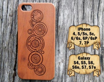 Doctor Who's Name in Gallifreyan, iPhone 7/7P 6/6s 6P/6sP 5/5s/5c 4/4s, Galaxy S7/S7e S6/S6e S5 S4, Laser Engraved Wood Phone Case