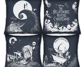 Disney Tim Burton's The Nightmare Before Christmas Black And White Pillow Set by The Bradford Exchange