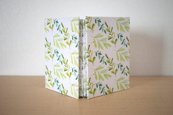 A6 blank notebook, Handmade notebook, Blank pages notebook, Cute notebook, Colourful notebook, Hardcover notebook, Leaves notebook