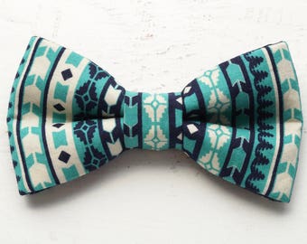 Teal Tribal Dog Bowties - Dog Bow Tie - Cat Bowtie - Gifts for Dogs - Gifts for Dog Lovers - Blue Dog Bow Tie - Dog Accessories - Dog Bows