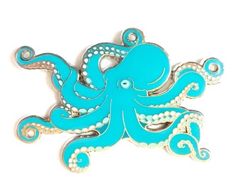 Blue octopus enamel pin (hard enamel pin lapel pin badge enamel cute octopus jewelry cephalopod octopus jewelry cloisonne backpack pin)