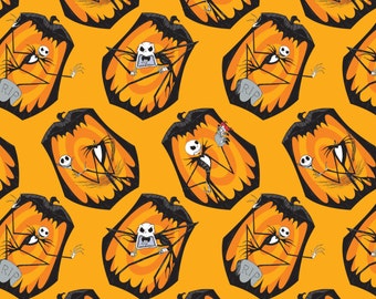 Nightmare Before Christmas Fabric / Jack Skellington Fabric / The Pumpkin King in Orange / Camelot 85390102 #2 / Yardage, Fat Quarters