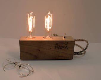 Cadeau unique pour fête des pères, cadeau pour la fête des pères, cadeau papa, papa Lampe en bois, lampe , lampe de bureau, lampe gravée,
